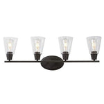 4 light glass industrial wall light fixture with oil rubbed bronze finish