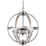 5 light globe chandelier industrial sphere pendant light fixture with nickel finish