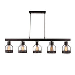 5 light vintage industrial black Island pendant fixture, cage chandelier
