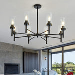 8 light black chandelier farmhouse glass pendant hanging light fixture