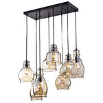 8 light cognac glass industrial antique black chandelier