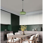 Adjustable height pendant light green hanging lights glass, metal kitchen island lights