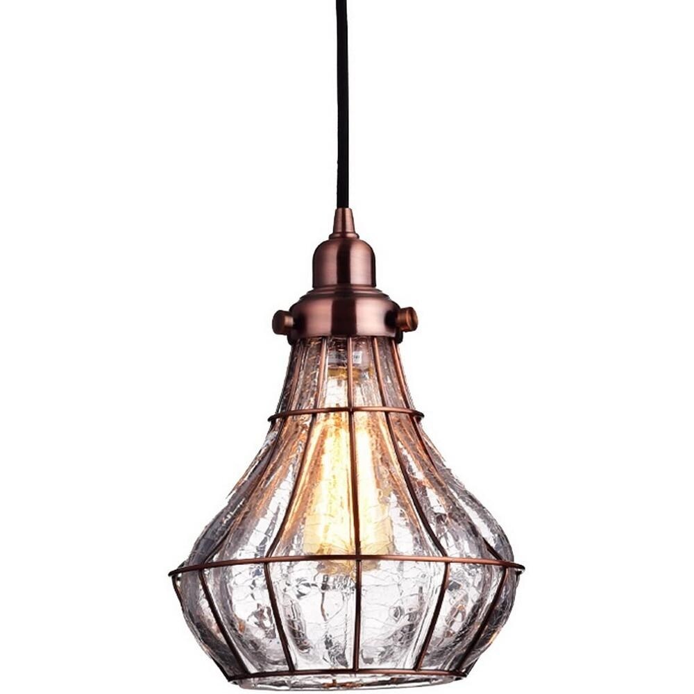 Antique copper cracked glass vintage industrial ceiling lamp light