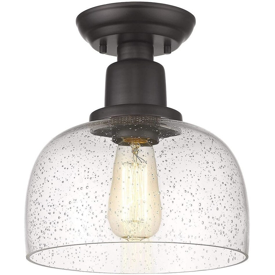Black semi flush mount ceiling light farmhouse close to ceiling lamp fixture with glass shade