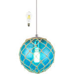 Blue globe pendant light coastal nautical hanging pendant lights