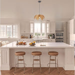 Boho hanging light woven rattan dining lights metal pendant light