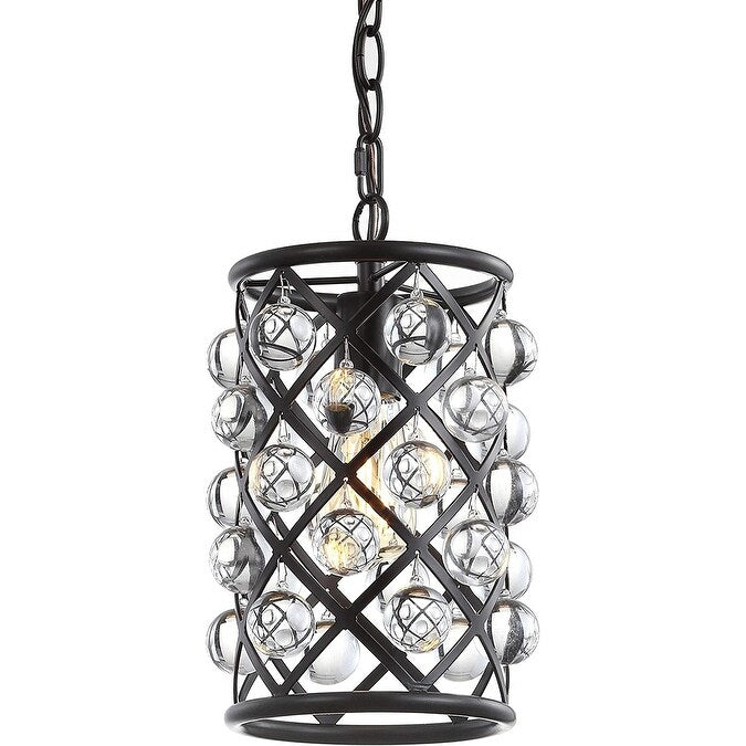 Contemporary crystal pendant light industrial cylinder black hanging light