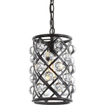 Contemporary crystal pendant light industrial cylinder black hanging light