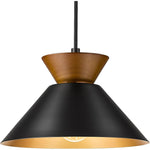 Farmhouse hanging lamp black pendant light metal,wood bedroom light