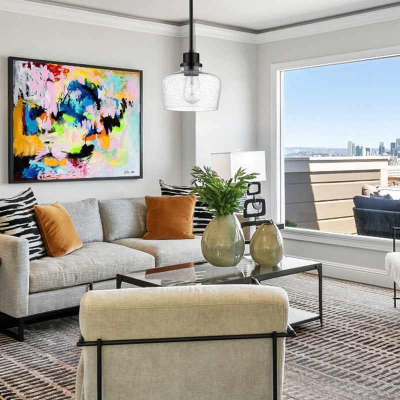 Farmhouse island lights black & seeded glass bathroom pendant light metal fixtures light