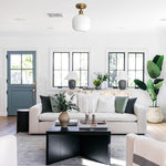 Farmhouse light fixture glass, metal ceiling lighting gold flush mount light