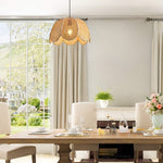 Farmhouse pendant light natural hanging light rattan woven light fixture