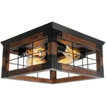 Farmhouse vintage ceiling lamp wood black flush mount light