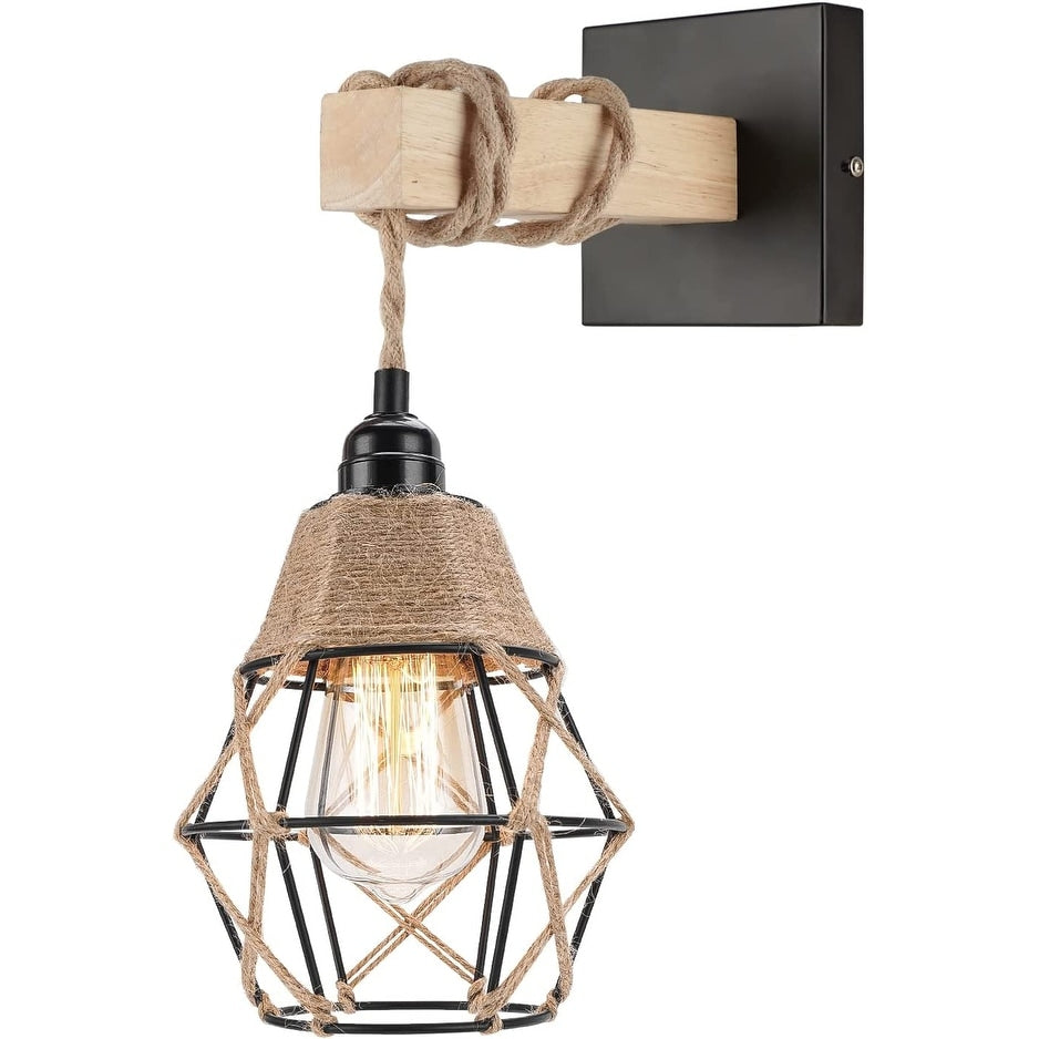 Farmhouse wall sconce black rust cage wall light fixture