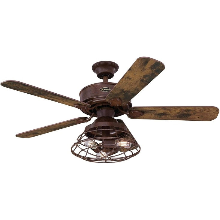 Industrial barnwood ceiling fan with lights LED dimmable kits with cage and remote control