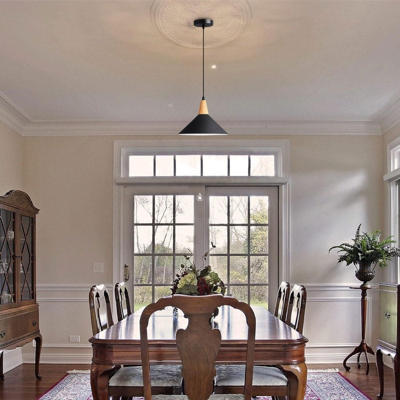 Industrial kitchen island lights black pendant light alloy steel, oak restaurant light