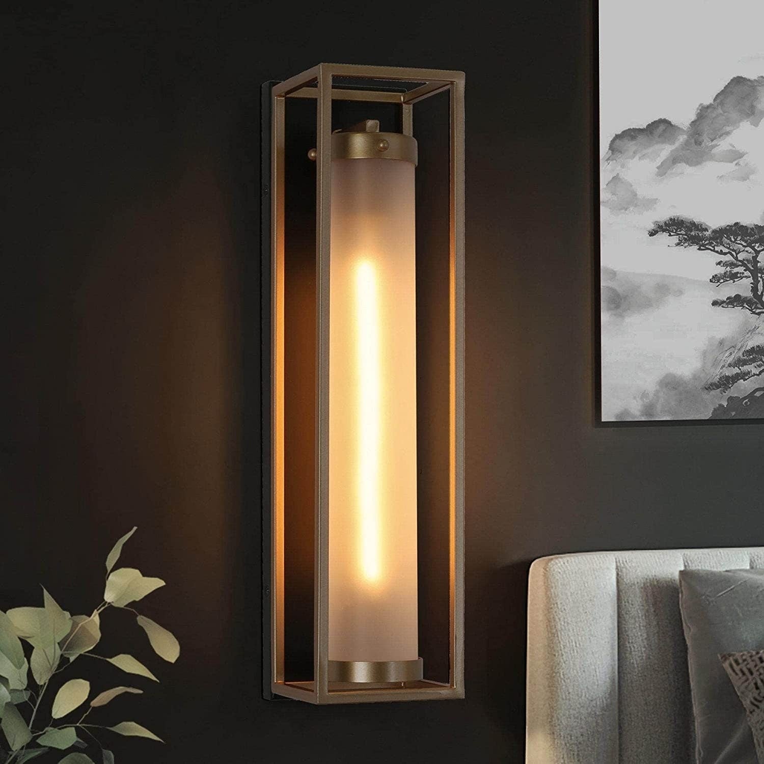 Industrial sconces wall lighting black and gold bathroom light fixtures cylinder wall sconce