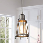 Mini cage island pendant light with rustic silver finish