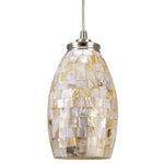 Modern industrial hand crafted mosaic glass pendant light with satin nickel finish