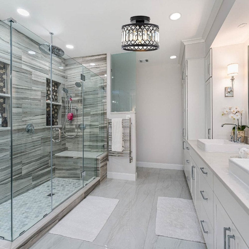 Modern light fixture black Crystal lights metal,glass ceiling light