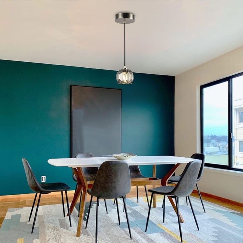 Modern pendant light black hangable light metal, crystal island lights