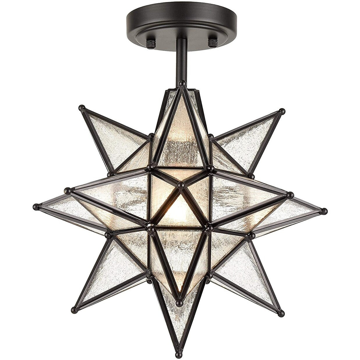 Moravian Star semi flush mount ceiling light fixture black metal ceiling lamp - N/A