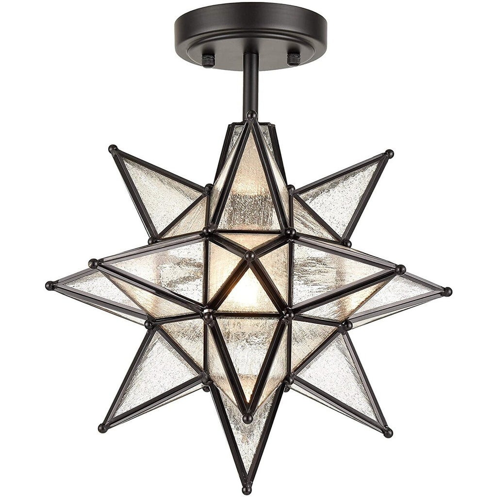 Moravian Star semi flush mount ceiling light fixture black metal ceiling lamp - N/A