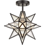 Moravian Star semi flush mount ceiling light fixture black metal ceiling lamp - N/A