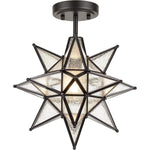 Moravian Star Semi Flush Mount Ceiling Light Seeded Glass Close to Ceiling Lamp