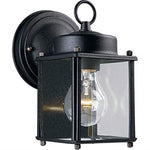 One light industrial lantern black wall sconce with flat glass shade