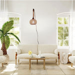 Plug in sconce light orange wall light rope, wood,bamboo,metal, diningroom light