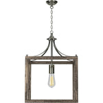 Rust pendant light industrial open cage pendant lamp with wood grain finish