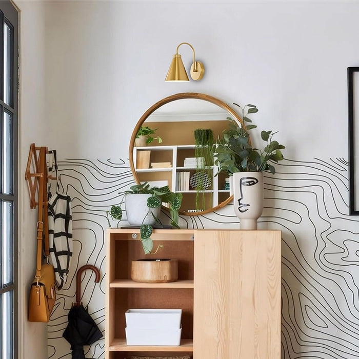 Set of 2 wall lights gold light fixture metal sconce lights