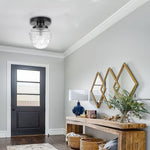 Vintage ceiling light black mount flush light glass, metal hallway lighting