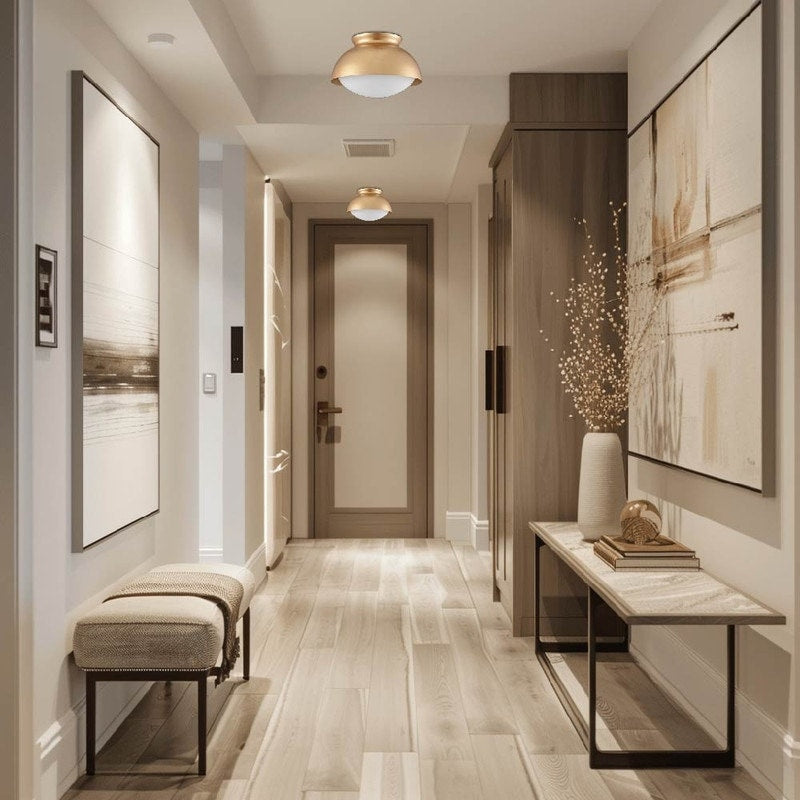 Vintage fixture light gold hallway light glass, metal Ceiling light