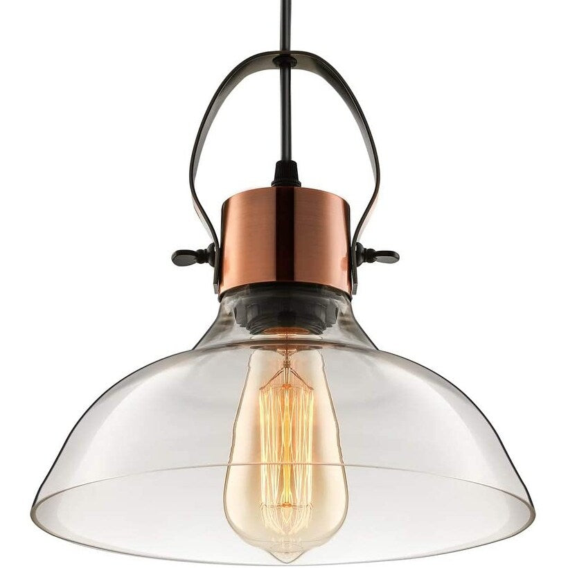 Vintage glass pendant lights black industrial copper