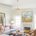 Vintage pendant light brown hangable light fabric island lights