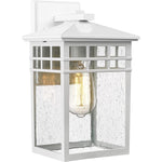 White outdoor wall light fixture rust seeded glass wall mount sconce