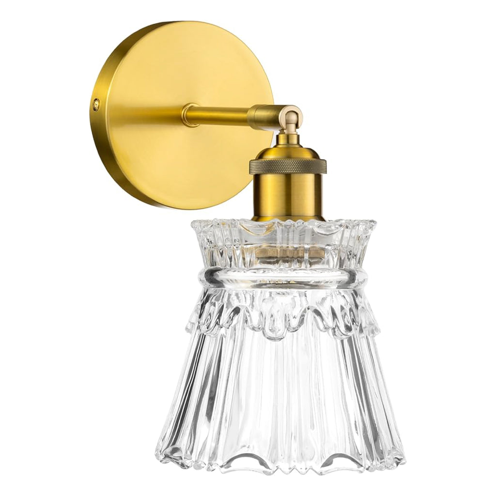 1-bulb vintage vanity light copper and clear fixture light brass and glass bath wall lights