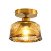 1-light farmhouse kitchen light gold and amber light fixture steel and glass ceiling light