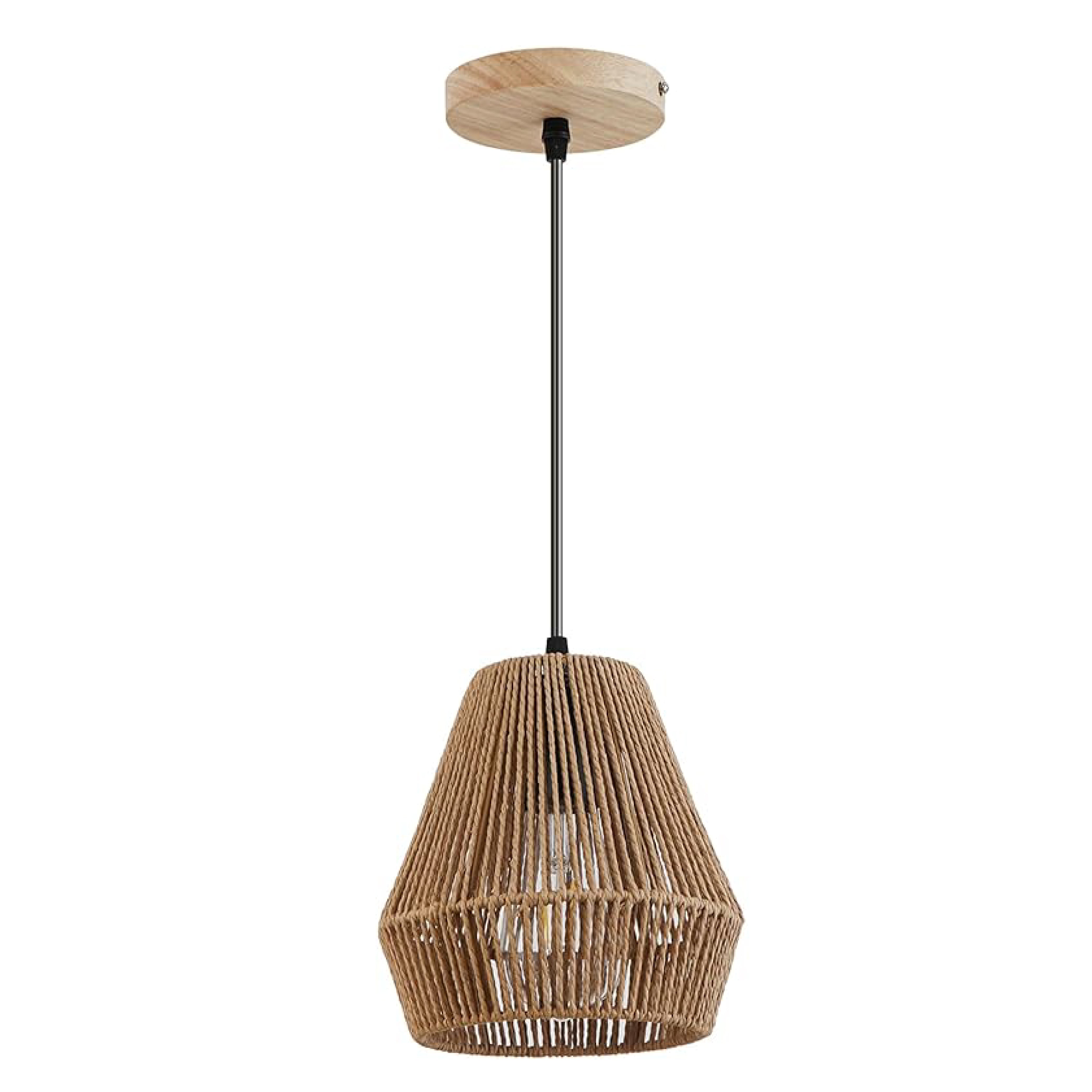 2 Pack kitchen pendant lamps Brown natural lights Wood halogen light