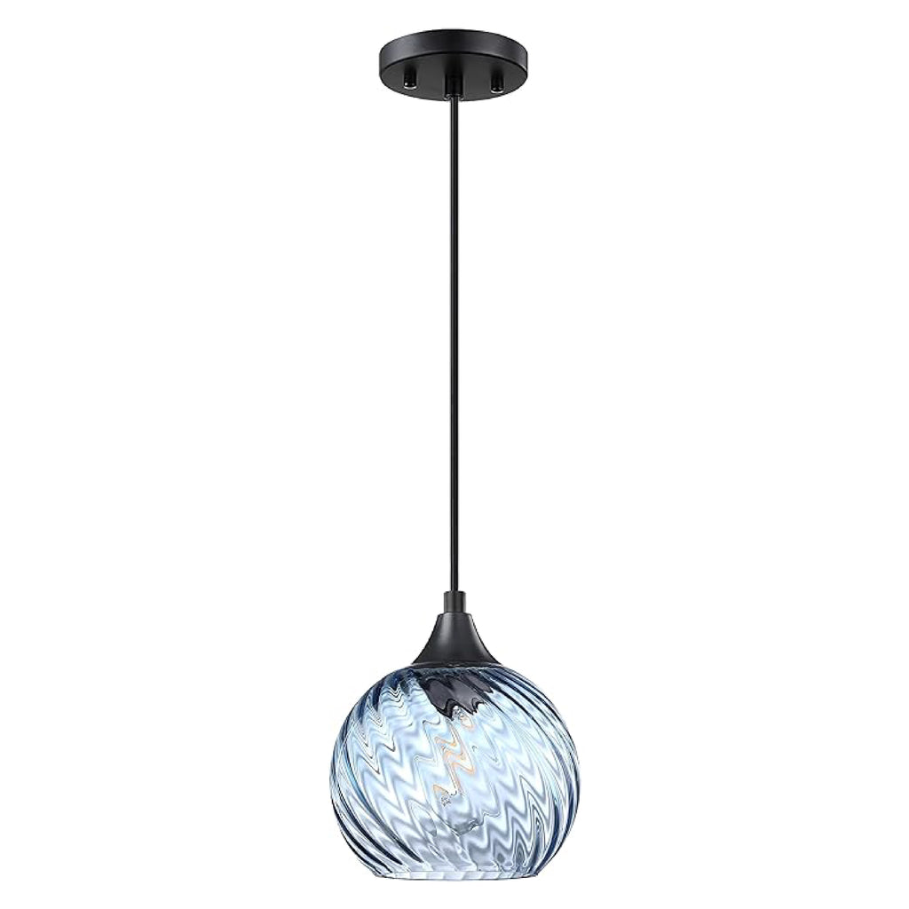 6.3 Inch hanging light  Blue Glass light fixture Glass pendant light
