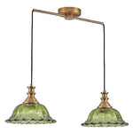 2-Light light fixtures green and gold ceiling light glass, metal kitchen light