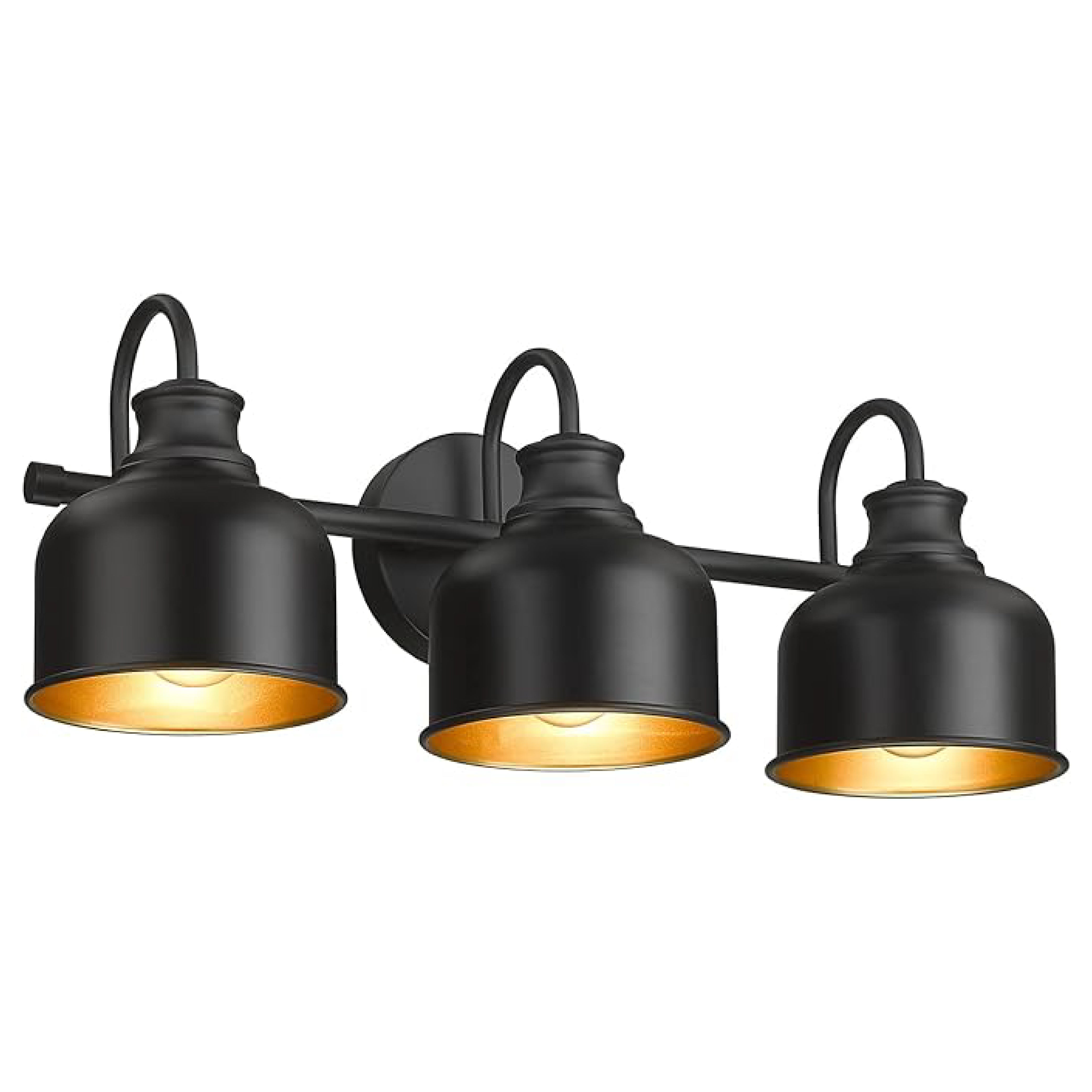 3-Light industrial fixtures light matte black wall sconce light steel vanity light
