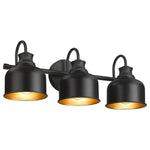 3-Light industrial fixtures light matte black wall sconce light steel vanity light