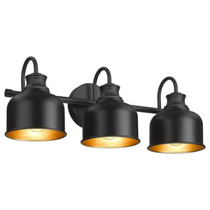3-Light industrial fixtures light matte black wall sconce light steel vanity light