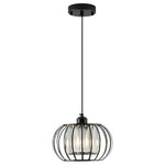 Farmhouse black light fixture crystal hanging light wire cage hanging lamp