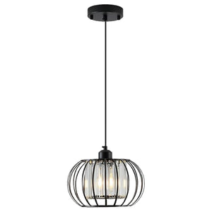 Farmhouse black light fixture crystal hanging light wire cage hanging lamp