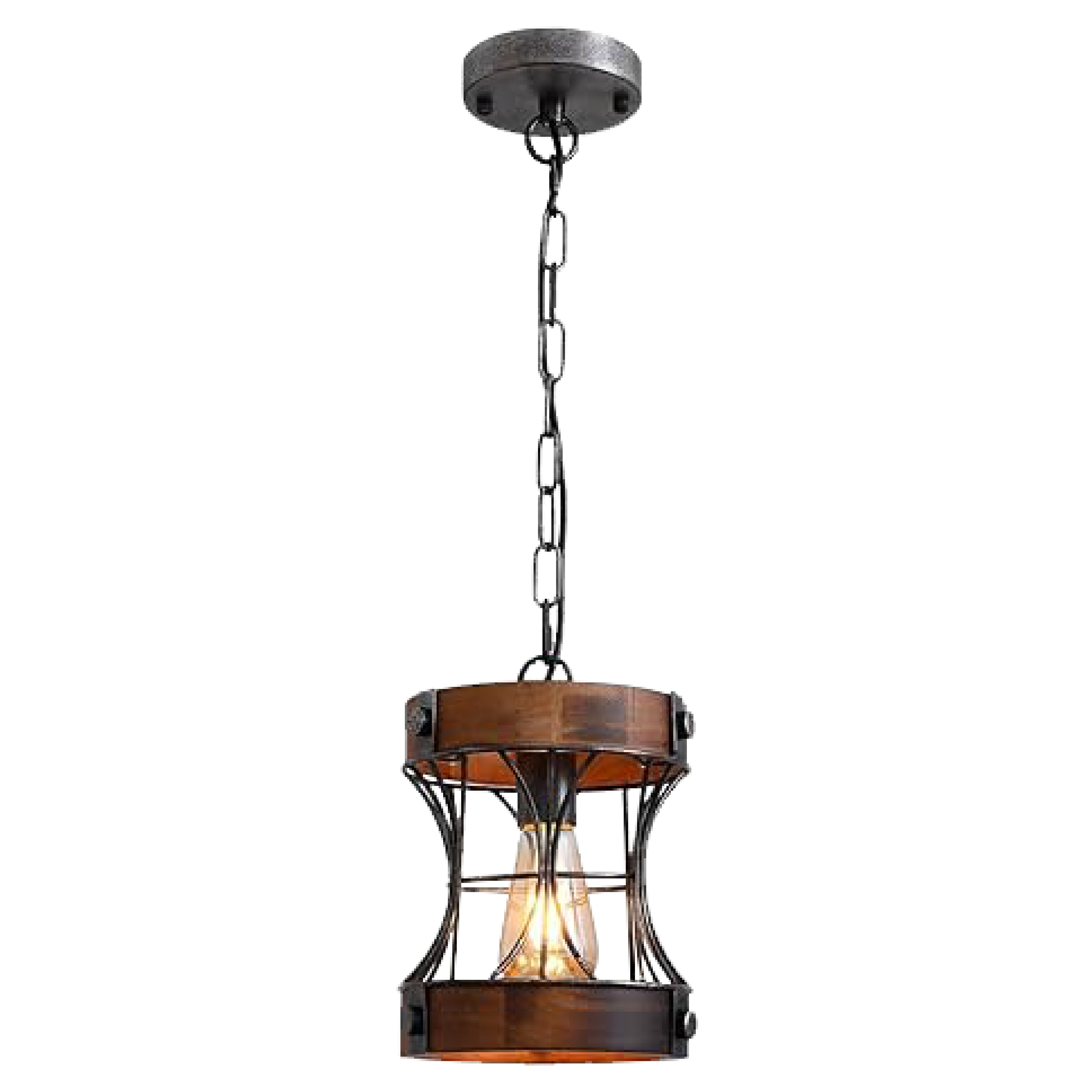 1-Light Farmhouse pendant light wood kitchen light island pendant light fixtures