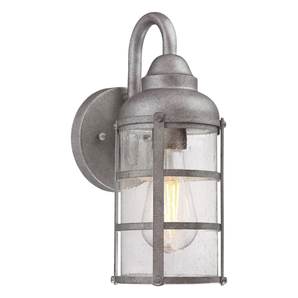 1-light vintage porch light silver and clear light fixtures galvanized steel and glass wall lighting